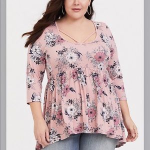 Pink Floral Babydoll Top